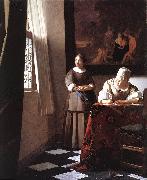 Jan Vermeer Lady Writing a Letter with Her Maid oil painting picture wholesale